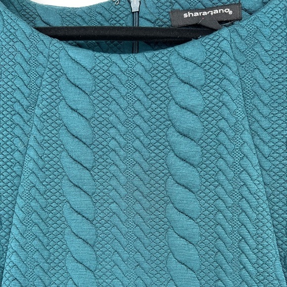 Sharagano Teal Cable Scuba Dress Size 8 - Picture 3 of 9